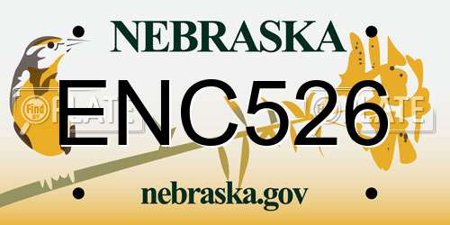 ENC526 Nebraska License Plate
