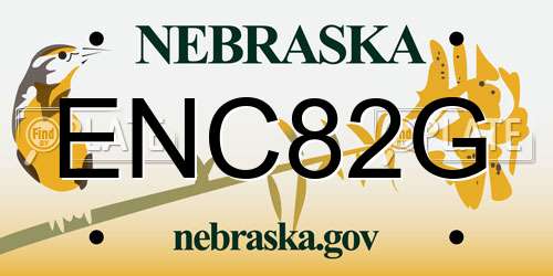 ENC82G Nebraska License Plate