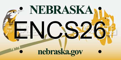 ENCS26 Nebraska License Plate