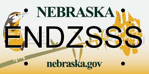 ENDZSSS Nebraska License Plate