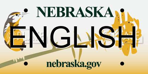 ENGLISH Nebraska License Plate