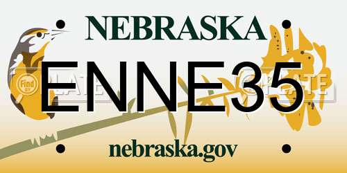 ENNE35 Nebraska License Plate