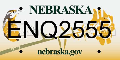 ENQ2555 Nebraska License Plate