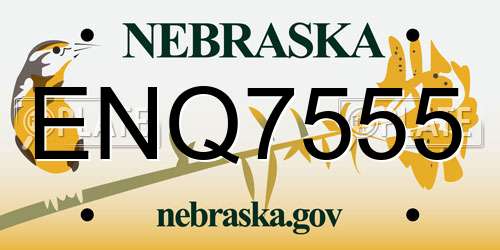 ENQ7555 Nebraska License Plate