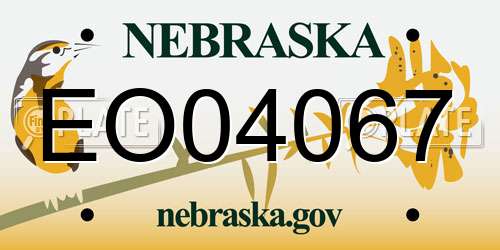 EO04067 Nebraska License Plate