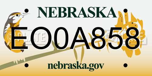 EO0A858 Nebraska License Plate
