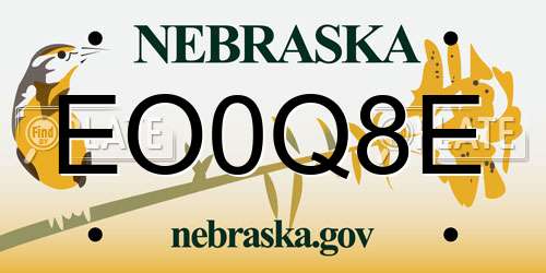 EO0Q8E Nebraska License Plate