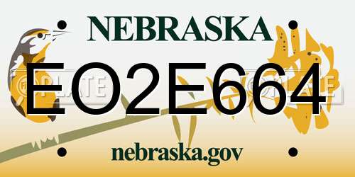 EO2E664 Nebraska License Plate