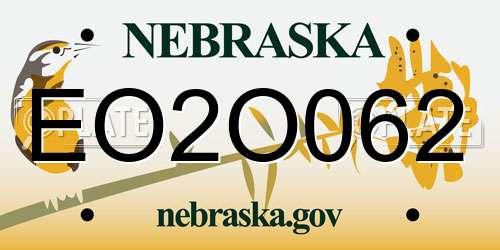 EO2O062 Nebraska License Plate