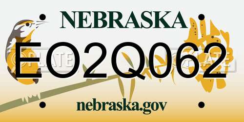 EO2Q062 Nebraska License Plate