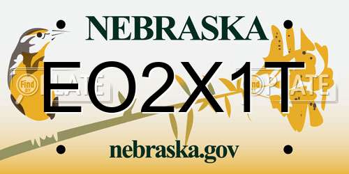 EO2X1T Nebraska License Plate