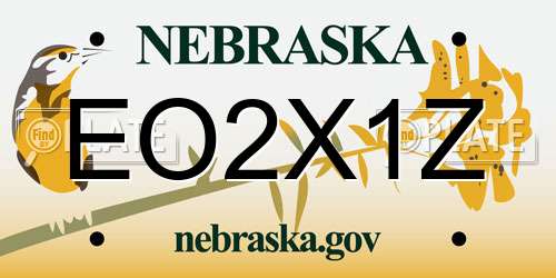 EO2X1Z Nebraska License Plate
