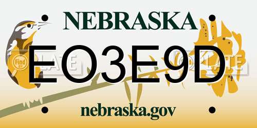 EO3E9D Nebraska License Plate