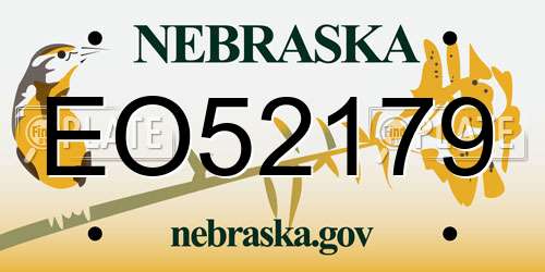 EO52179 Nebraska License Plate