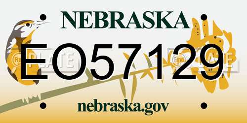 EO57129 Nebraska License Plate