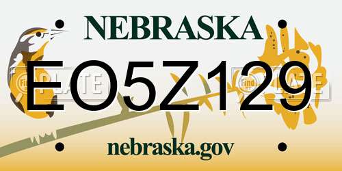 EO5Z129 Nebraska License Plate