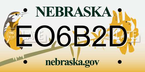 EO6B2D Nebraska License Plate