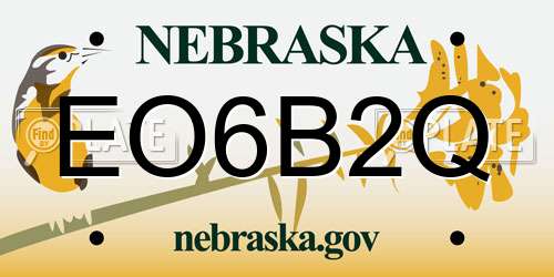 EO6B2Q Nebraska License Plate