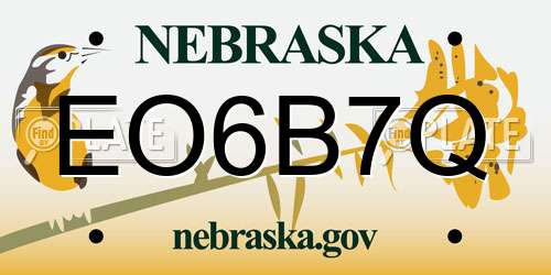EO6B7Q Nebraska License Plate