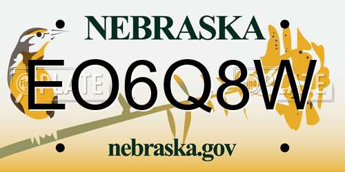 EO6Q8W Nebraska License Plate
