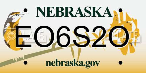 EO6S2O Nebraska License Plate