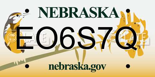 EO6S7Q Nebraska License Plate