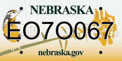 EO7O067 Nebraska License Plate
