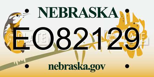 EO82129 Nebraska License Plate