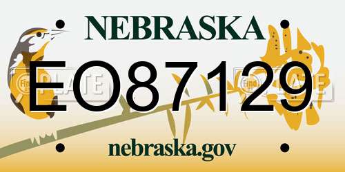 EO87129 Nebraska License Plate