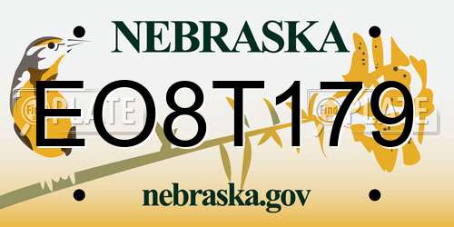 EO8T179 Nebraska License Plate