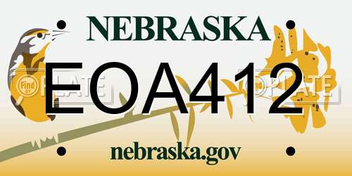 EOA412 Nebraska License Plate