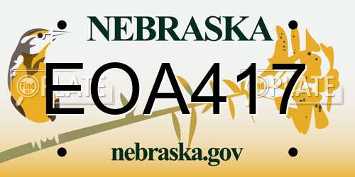 EOA417 Nebraska License Plate