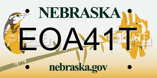 EOA41T Nebraska License Plate