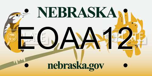 EOAA12 Nebraska License Plate