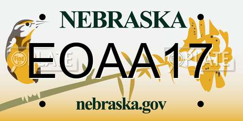 EOAA17 Nebraska License Plate