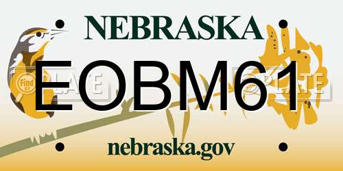 EOBM61 Nebraska License Plate