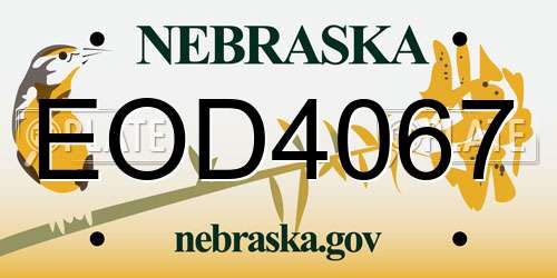 EOD4067 Nebraska License Plate