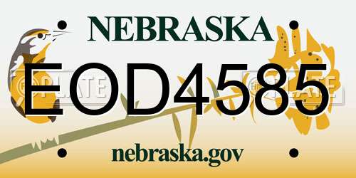 EOD4585 Nebraska License Plate