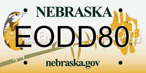 EODD80 Nebraska License Plate