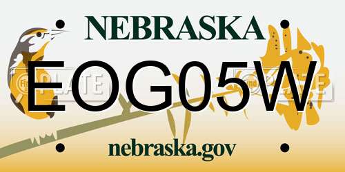 EOG05W Nebraska License Plate