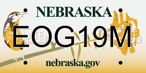 EOG19M Nebraska License Plate