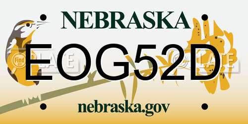 EOG52D Nebraska License Plate