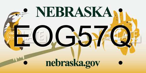 EOG57Q Nebraska License Plate