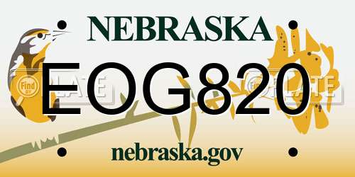 EOG820 Nebraska License Plate
