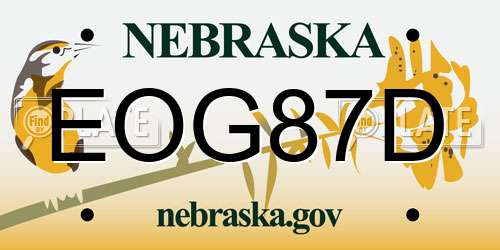 EOG87D Nebraska License Plate