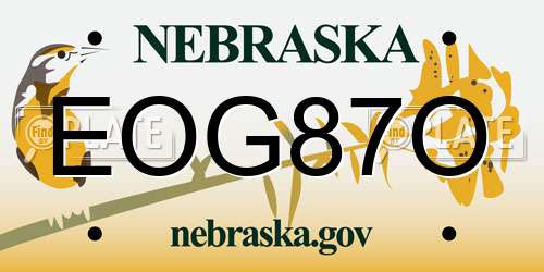 EOG87O Nebraska License Plate