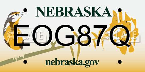 EOG87Q Nebraska License Plate