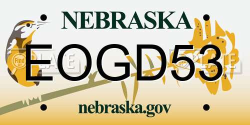 EOGD53 Nebraska License Plate