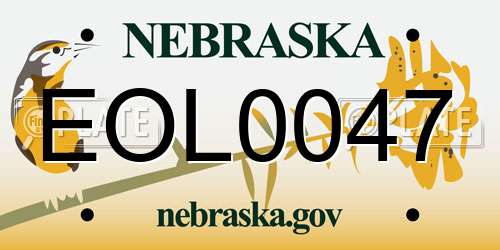 EOL0047 Nebraska License Plate