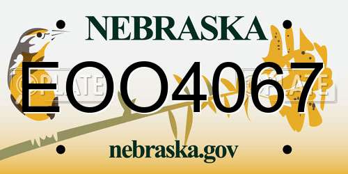 EOO4067 Nebraska License Plate
